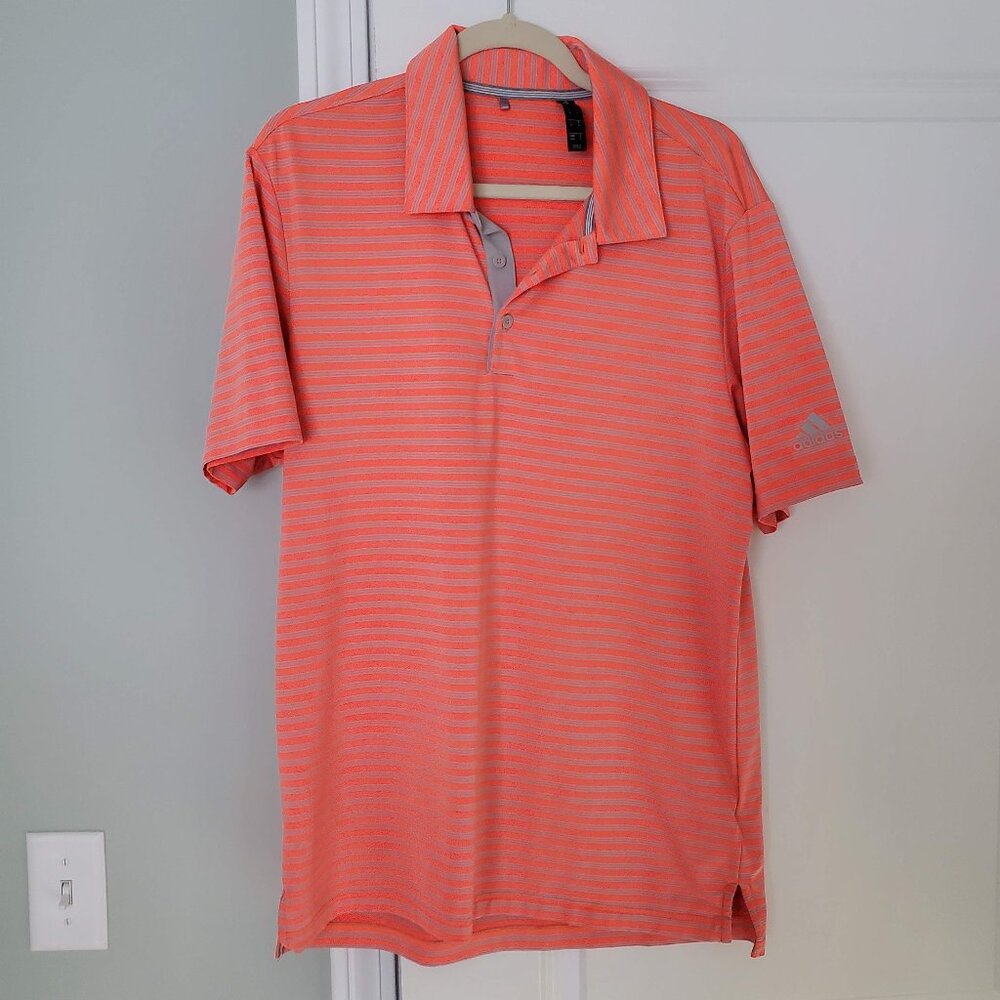 Adidas Ultimate 2.0 2-color stripe polo in Hi-Res Coral, Gray